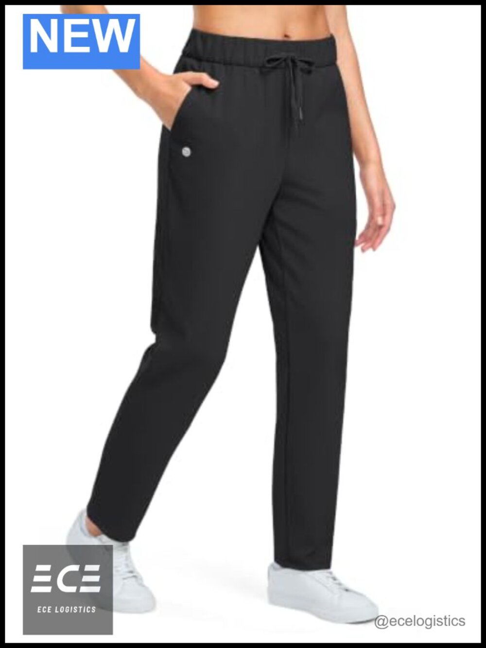 Fleece Lined Golf Pants with 3 Pockets Mid Rise Drawstring